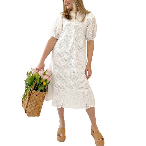 Fate Loss For Words Floral Eyelet Midi Dress - L - Picture 1 of 5